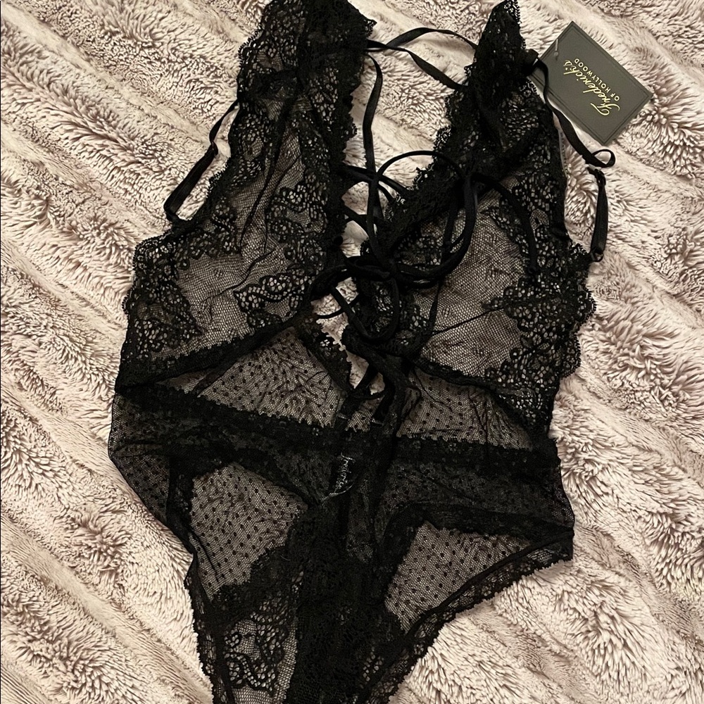 Frederick's of Hollywood Black Lace Bodysuit thong